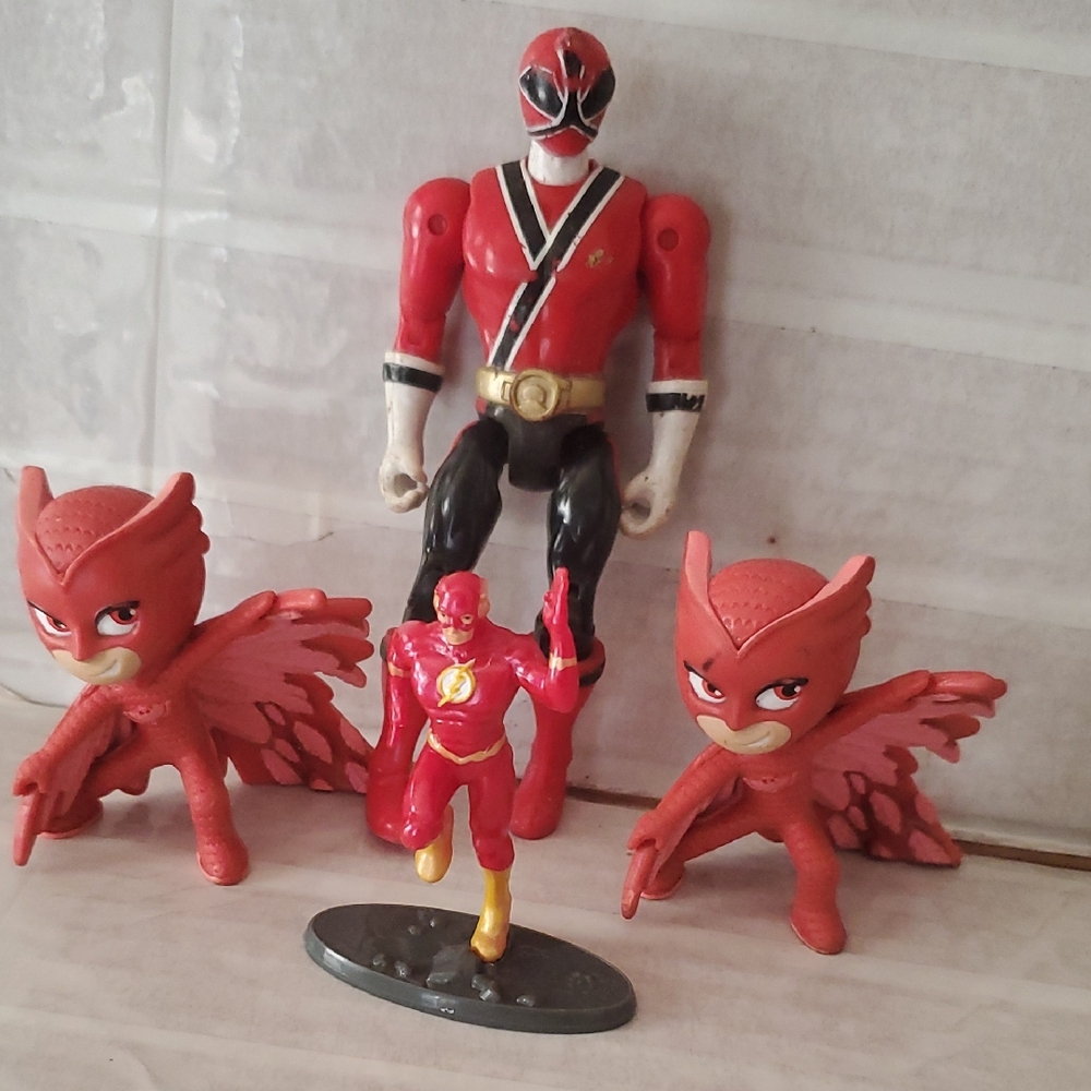 Red Superhero Action Figure Set Of 4